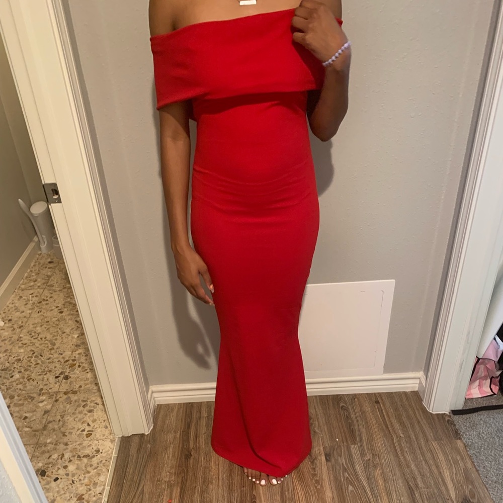red long maxi dress